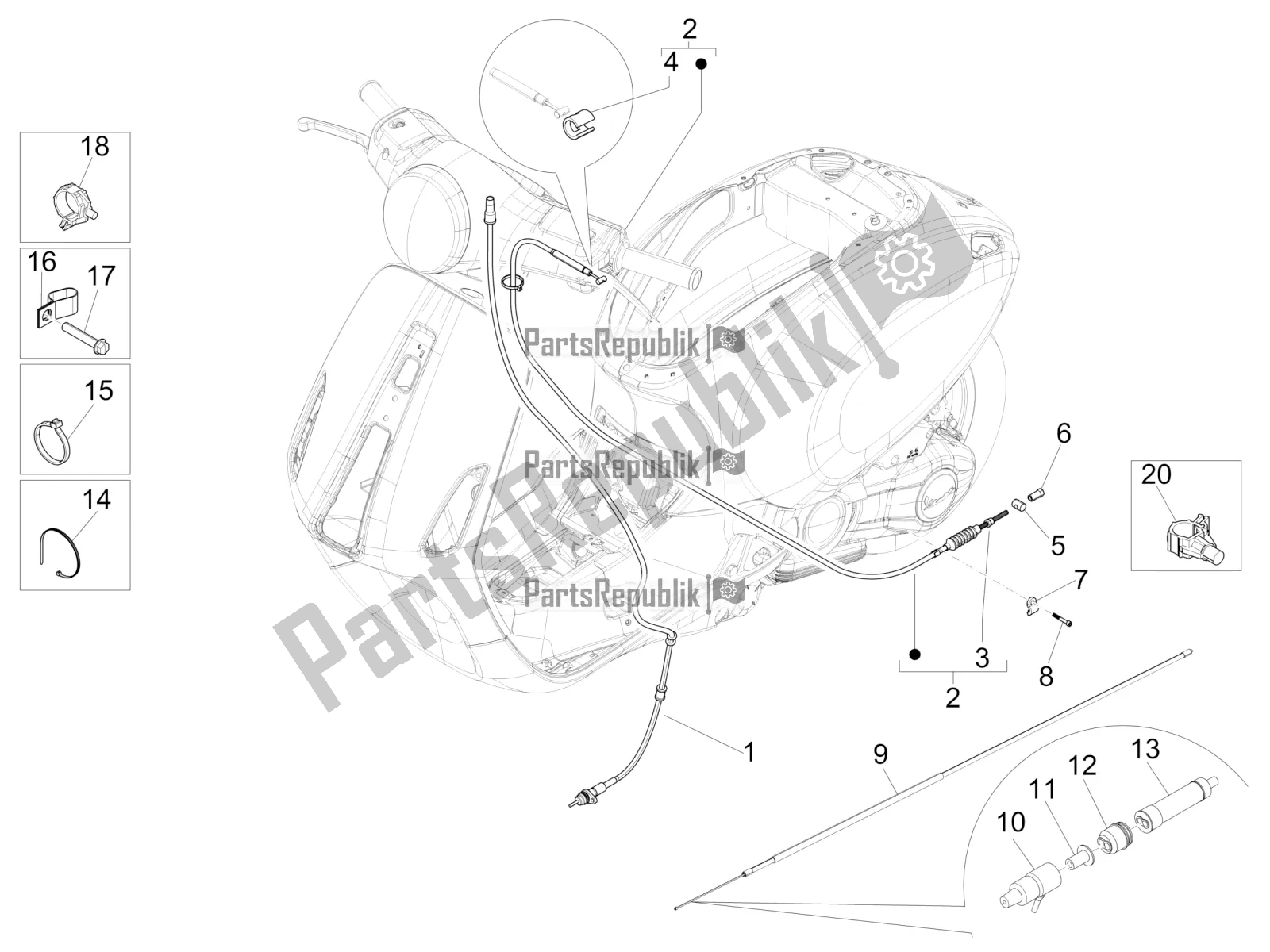 Todas las partes para Transmisiones de Vespa Primavera 50 2T 2018