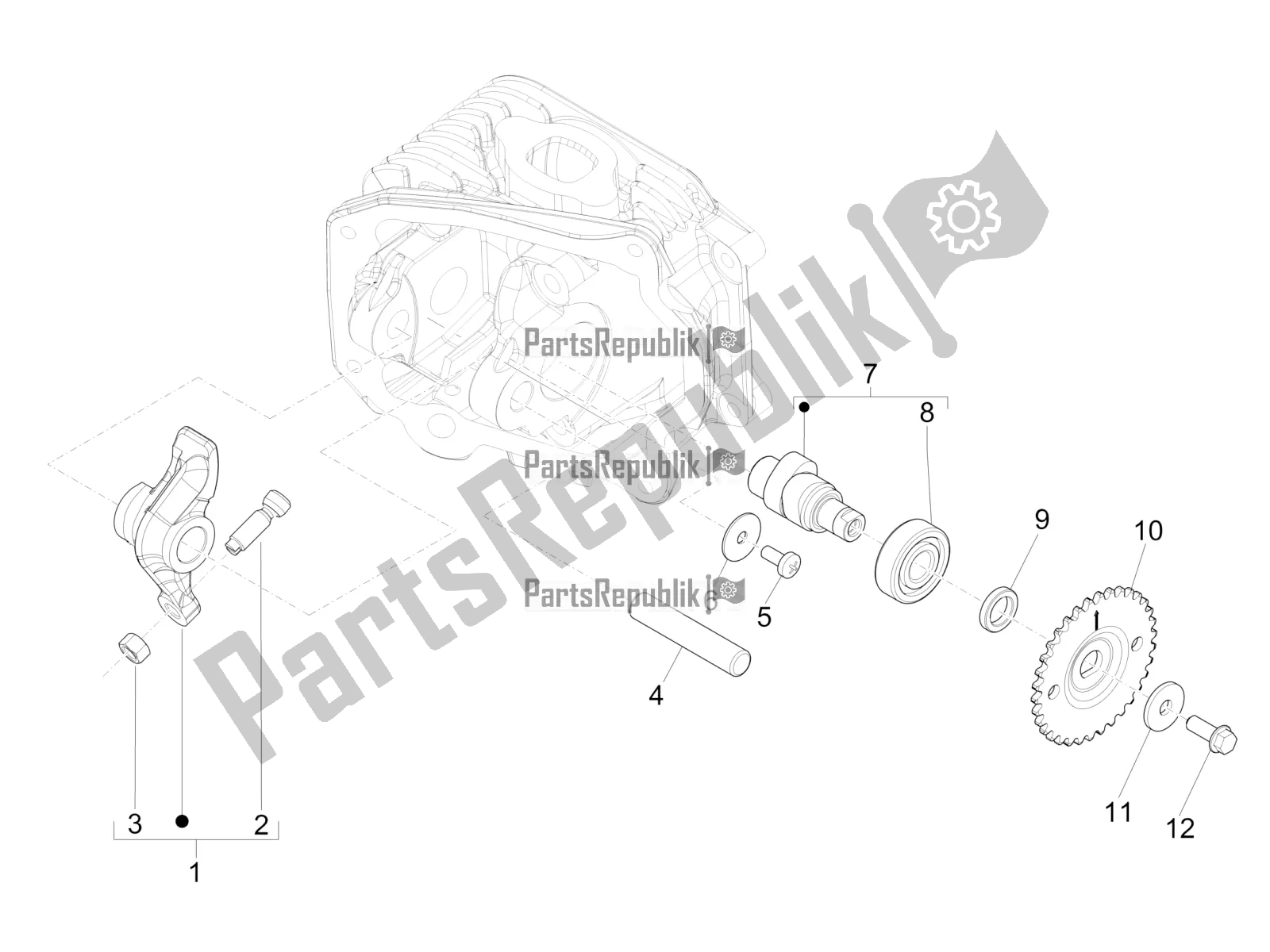 Toutes les pièces pour le Leviers à Bascule Support Unité du Vespa Primavera 50 4T 25 KM/H 2016