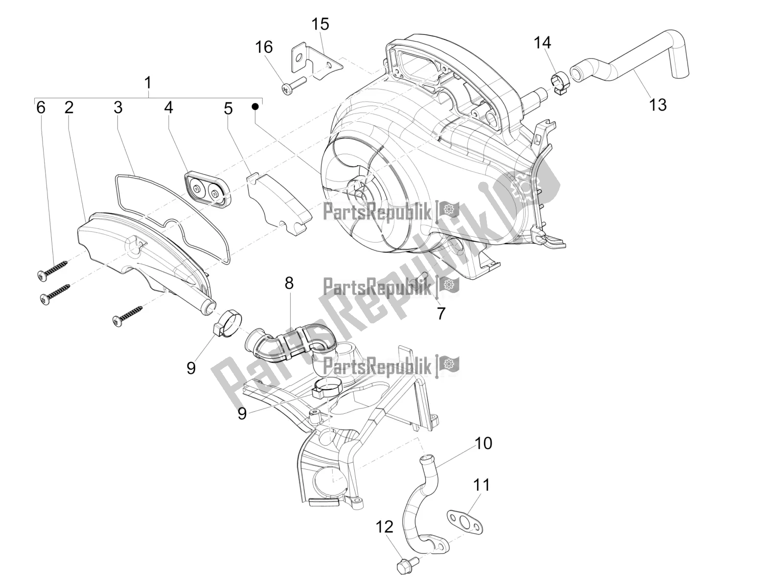 Toutes les pièces pour le Boîte à Air Secondaire du Vespa Primavera 50 4T 25 KM/H 2016