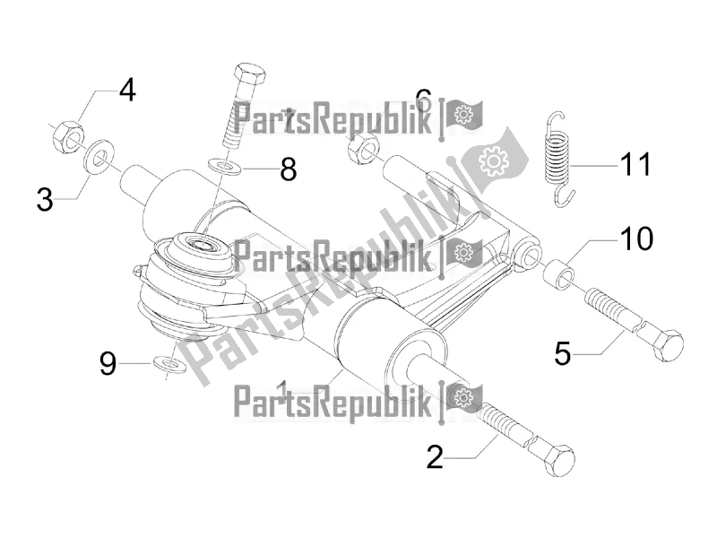 Toutes les pièces pour le Bras Oscillant du Vespa Primavera 50 4T 25 KM/H 2016