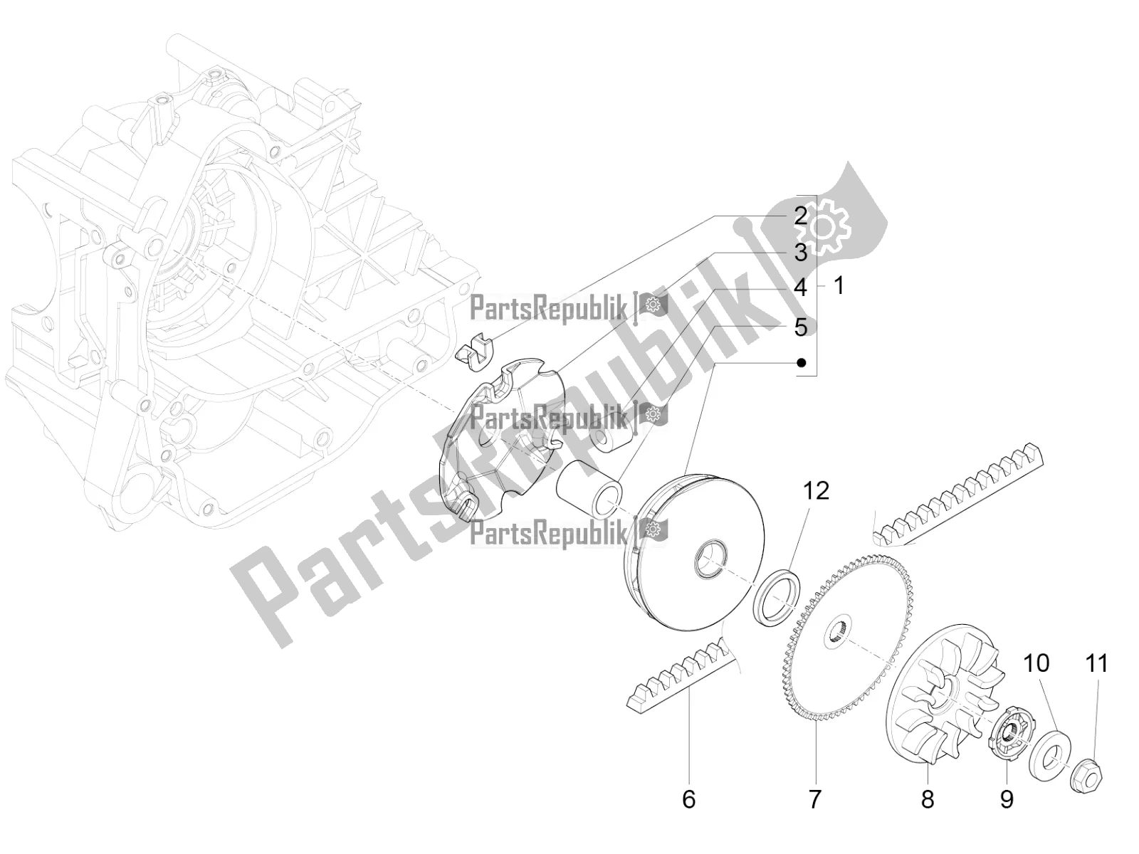 Tutte le parti per il Puleggia Motrice del Vespa Primavera 50 4T 25 KM/H 2017