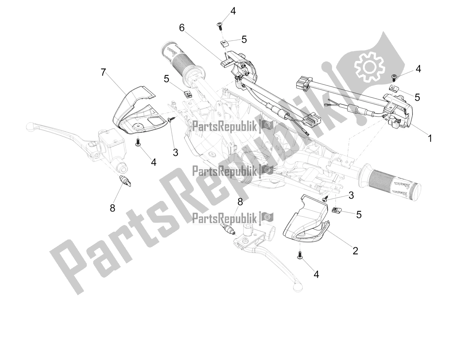 Todas as partes de Seletores - Interruptores - Botões do Vespa Primavera 50 4T 25 KM/H 2017