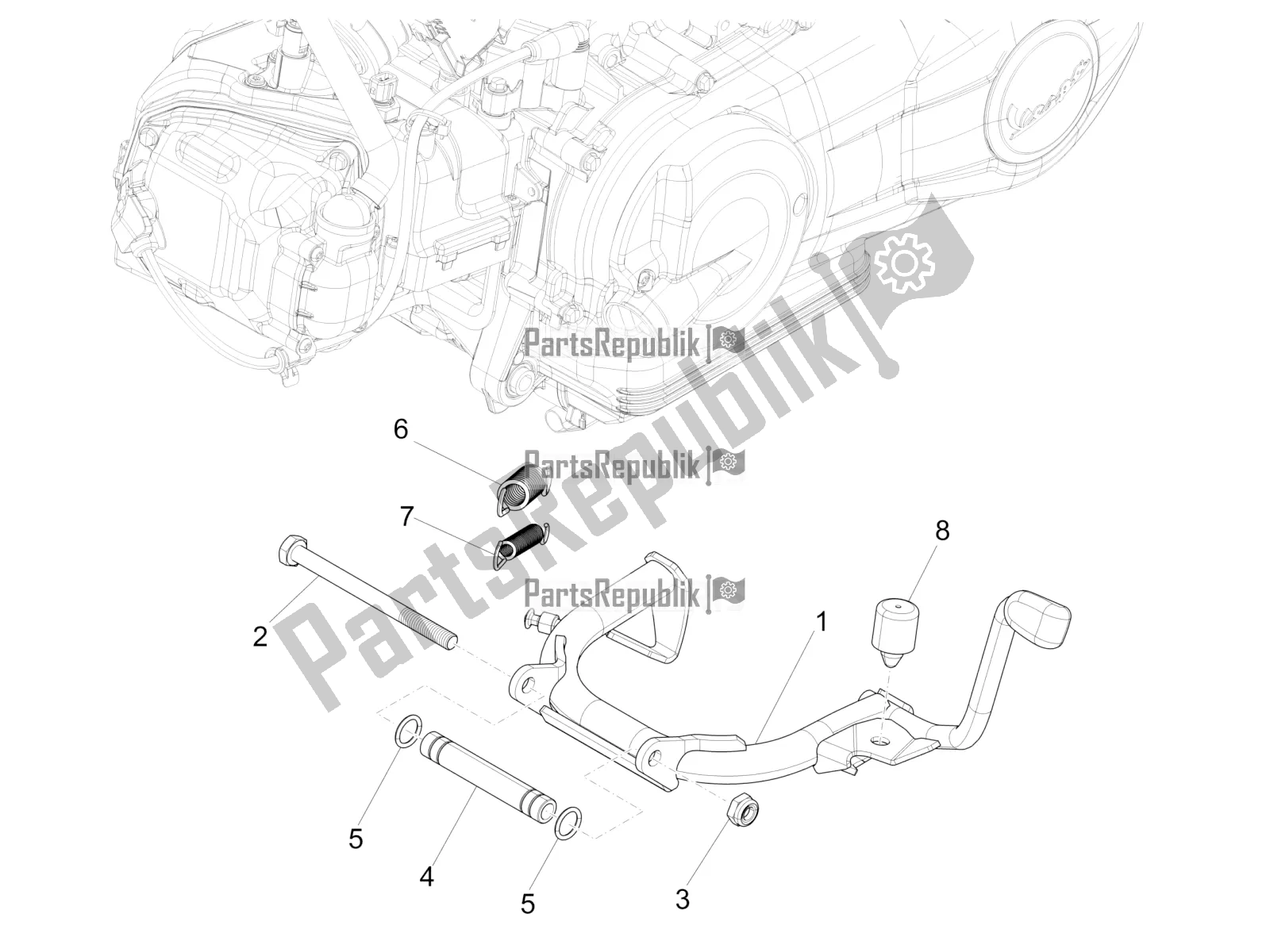 All parts for the Stand/s of the Vespa Primavera 50 4T 25 KM/H 2017