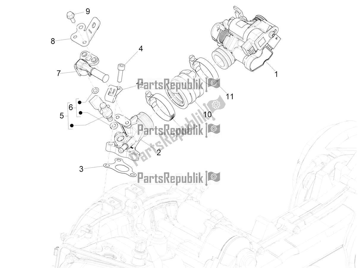 Toutes les pièces pour le Throttle Body - Injector - Induction Joint du Vespa Primavera 50 4T 25 KM/H 2020