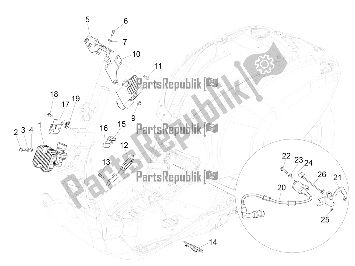 All parts for the Voltage Regulators - Electronic Control Units (ecu) - H. T. Coil of the Vespa Primavera 50 4T 25 KM/H 2020