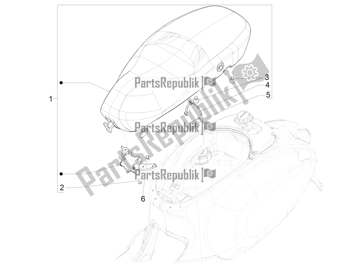 Alle onderdelen voor de Zadel / Stoelen van de Vespa Primavera 50 4T 25 KM/H 2021