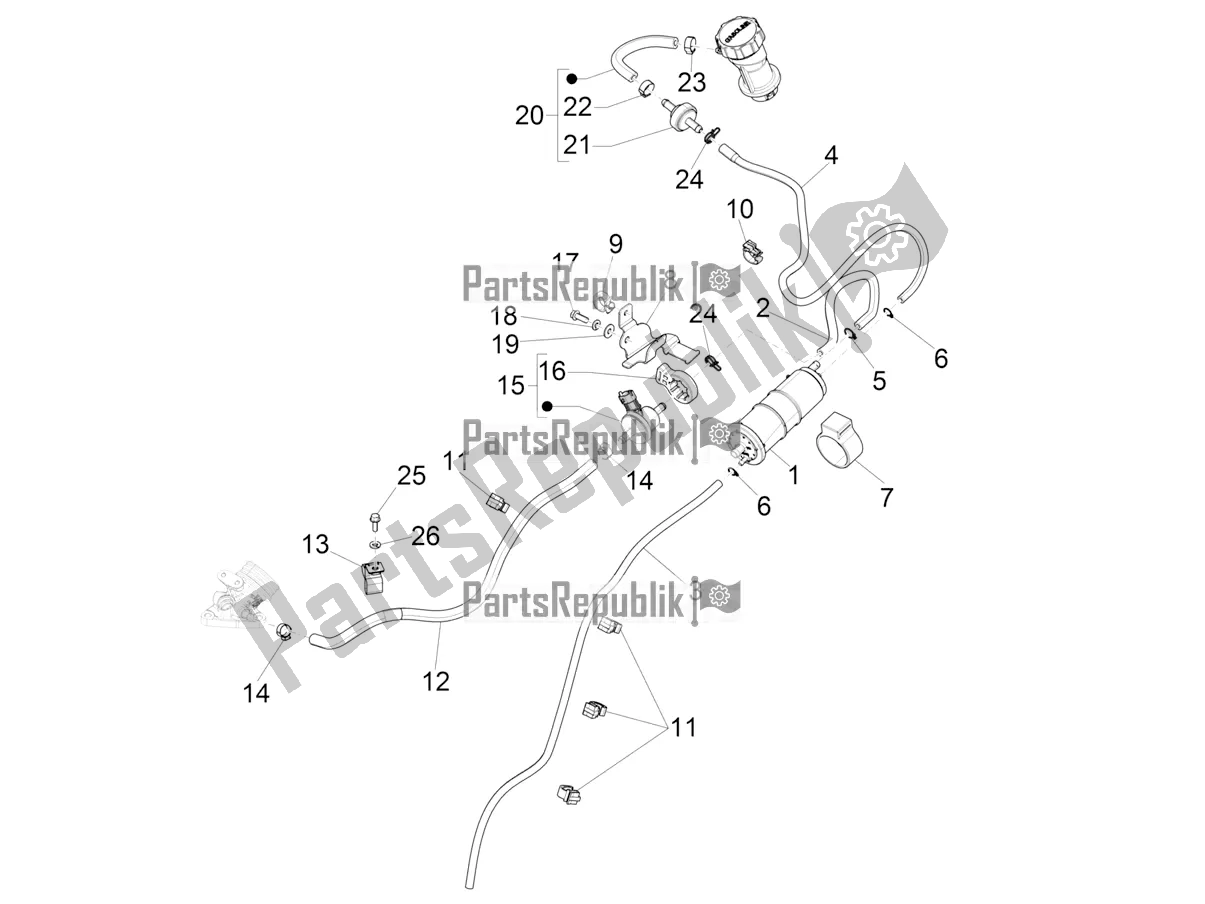 Toutes les pièces pour le Système Anti-percolation du Vespa Primavera 50 4T 25 KM/H 2022