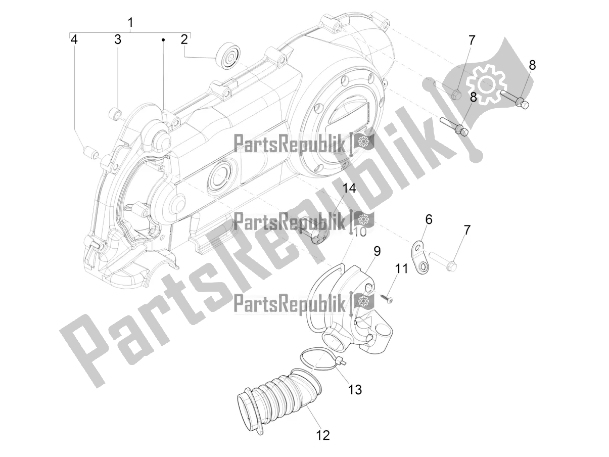 Toutes les pièces pour le Couvercle De Carter - Refroidissement Du Carter du Vespa Primavera 50 4T 25 KM/H 2022