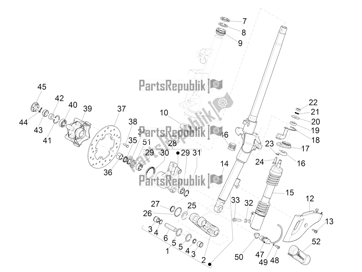 Toutes les pièces pour le Fourche / Tube De Direction - Palier De Direction du Vespa Primavera 50 4T 25 KM/H 2022