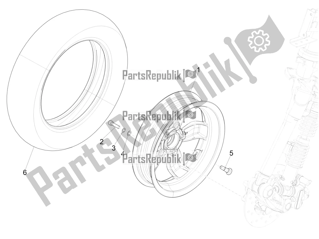 Toutes les pièces pour le Roue Avant du Vespa Primavera 50 4T 25 KM/H 2022