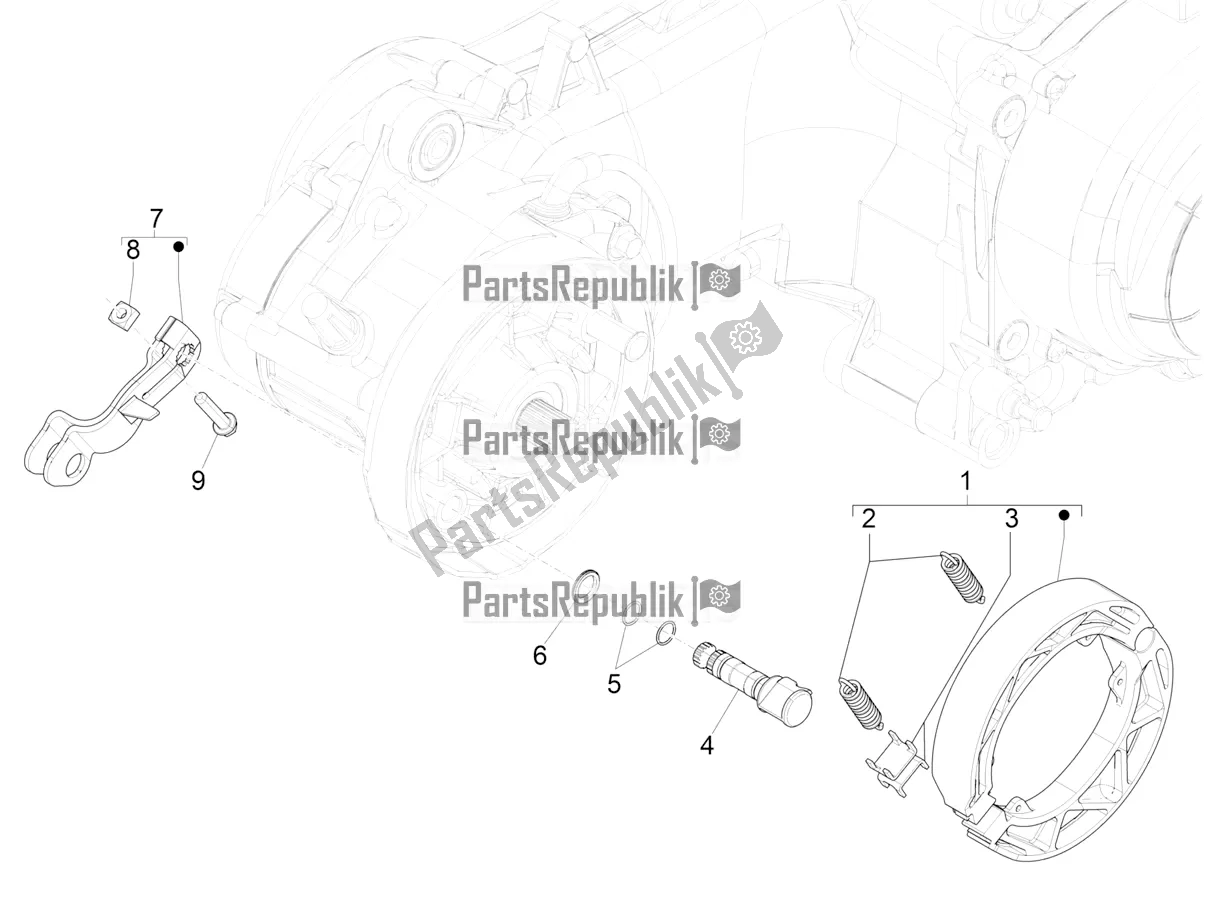Toutes les pièces pour le Frein Arrière - Mâchoire De Frein du Vespa Primavera 50 4T 25 KM/H 2022