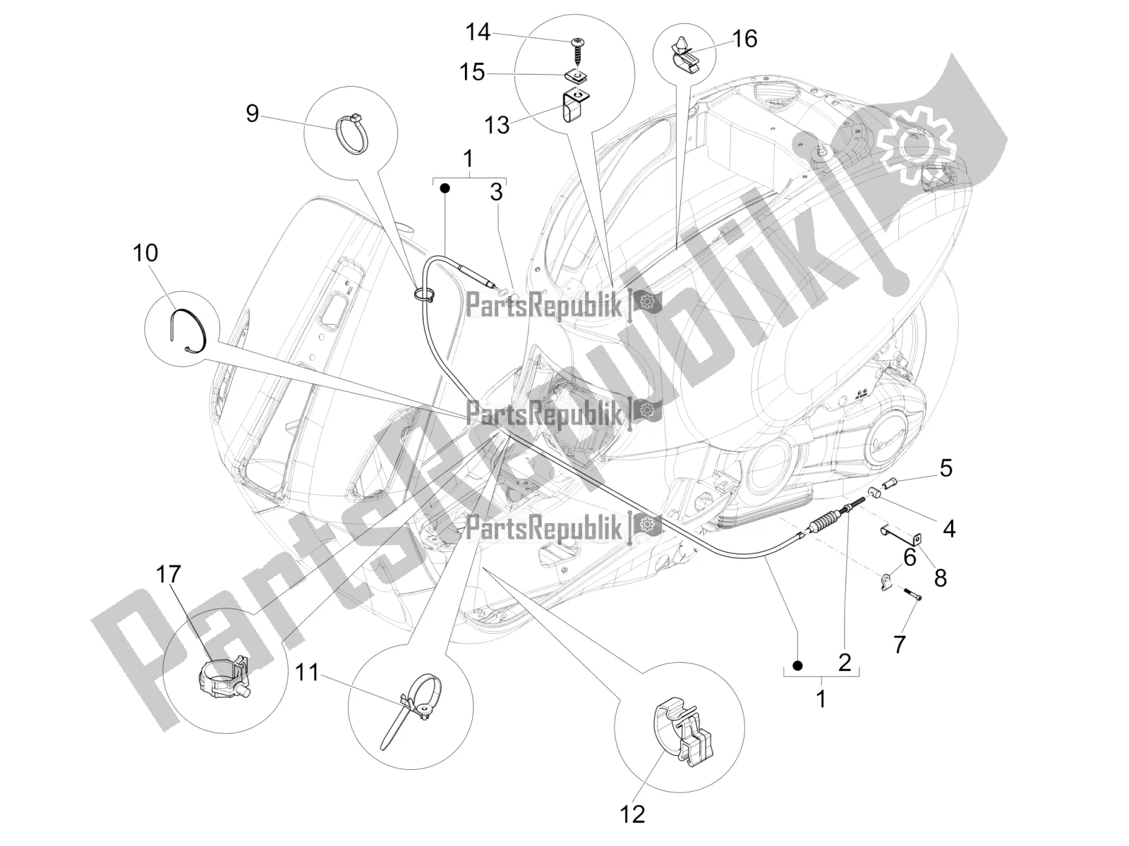All parts for the Transmissions of the Vespa Primavera 50 4T 3V 25 KM/H 2017