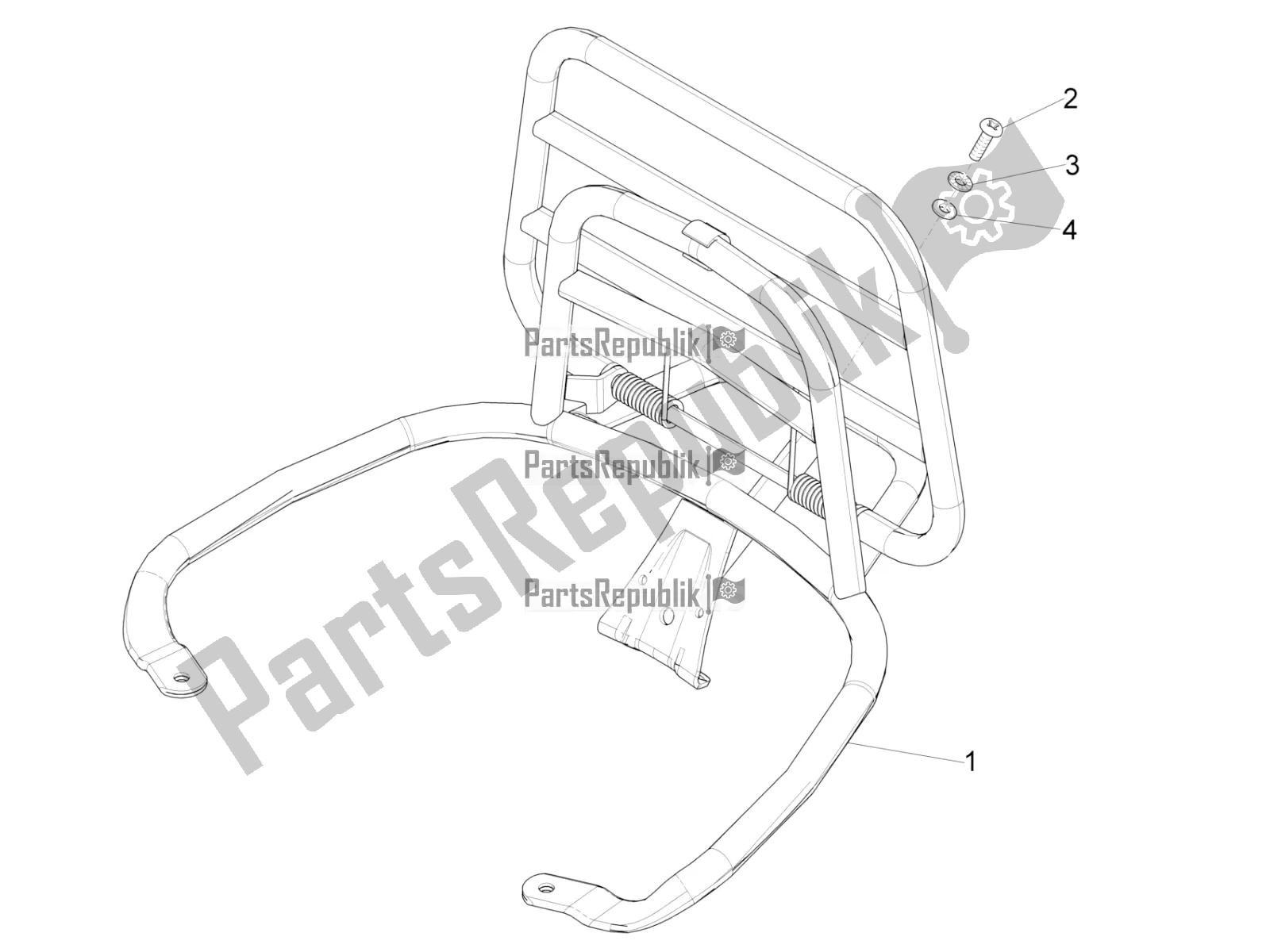 Toutes les pièces pour le Porte-bagages Arrière du Vespa Primavera 50 4T 3V 25 KM/H 2018