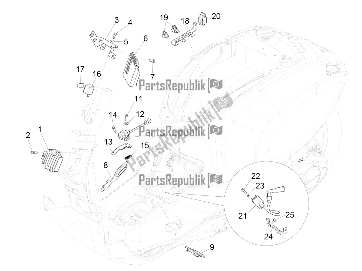 Wszystkie części do Regulatory Napi? Cia - Elektroniczne Jednostki Steruj? Ce (ecu) - H. T. Cewka Vespa Primavera 50 4T 3V 25 KM/H 2018