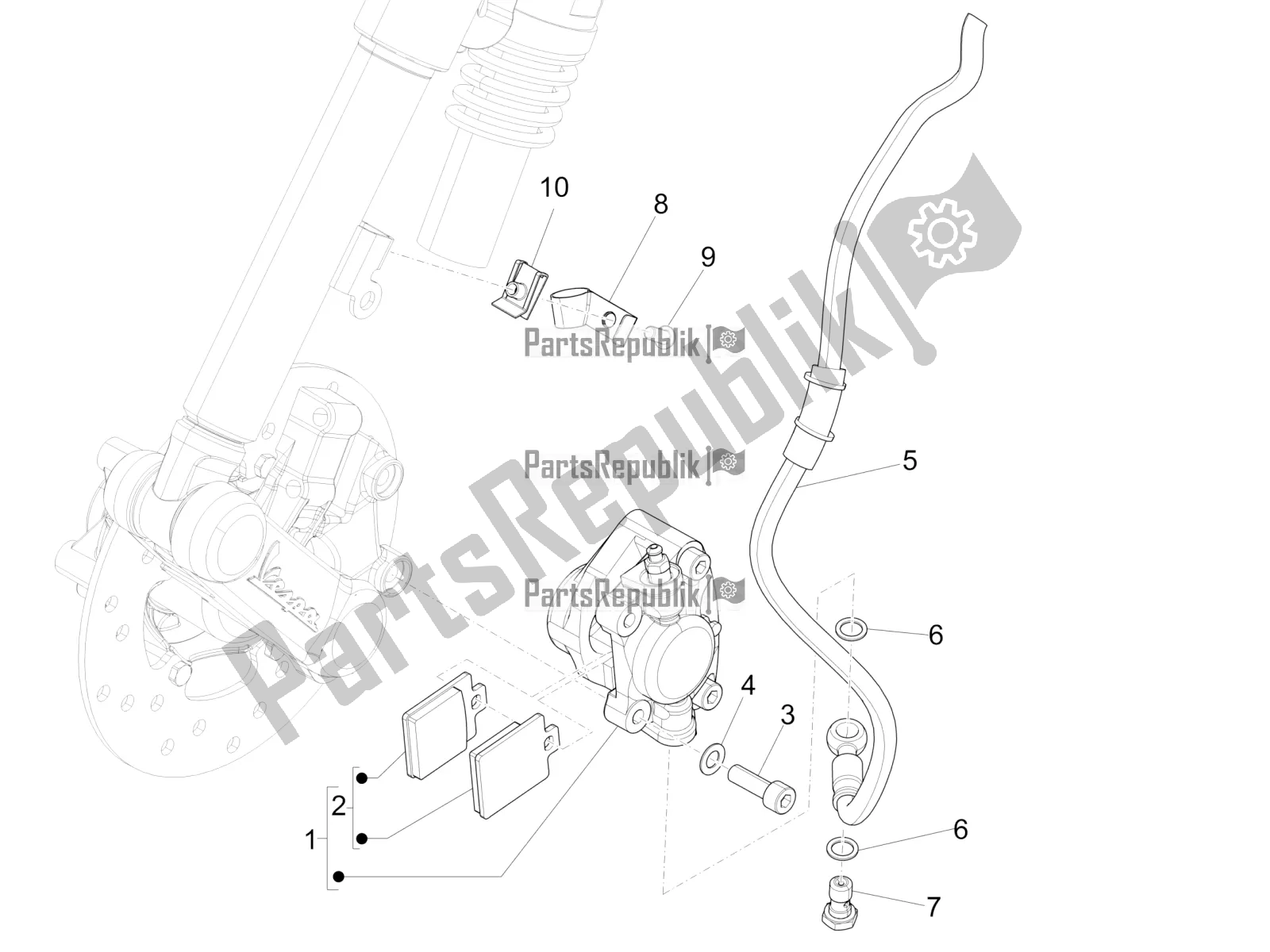 All parts for the Brakes Pipes - Calipers of the Vespa Primavera 50 4T 3V 25 KM/H 2019