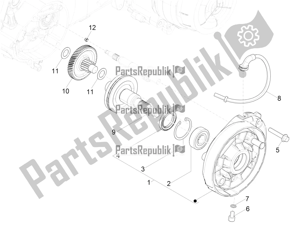 Alle onderdelen voor de Reductie-eenheid van de Vespa Primavera 50 4T 3V 25 KM/H 2019