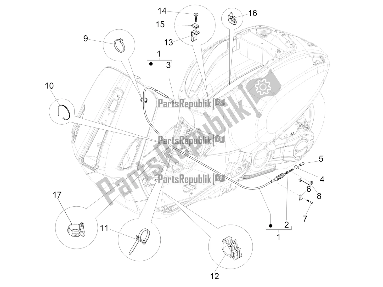 All parts for the Transmissions of the Vespa Primavera 50 4T 3V 25 KM/H 2019