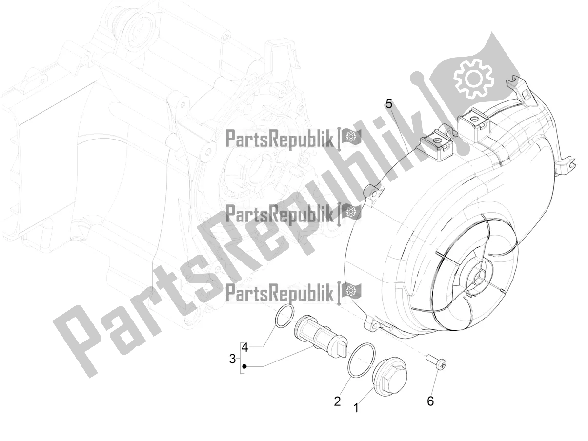 All parts for the Flywheel Magneto Cover - Oil Filter of the Vespa Primavera 50 4T 3V 30 MPH USA 2019