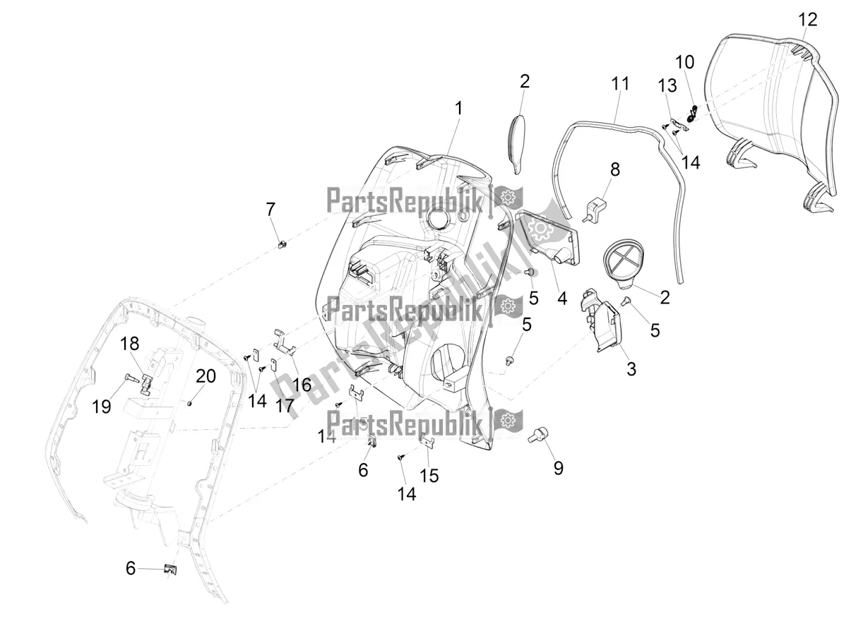 Wszystkie części do Przedni Schowek - Panel Ochraniaj? Cy Kolana Vespa Primavera 50 4T 3V 30 MPH USA 2019