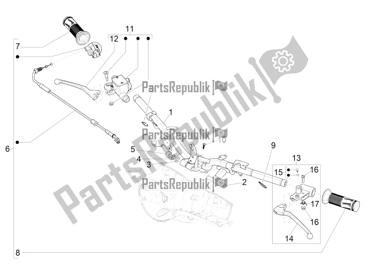 Toutes les pièces pour le Guidon - Master Cil. Du Vespa Primavera 50 4T 3V 30 MPH USA 2019