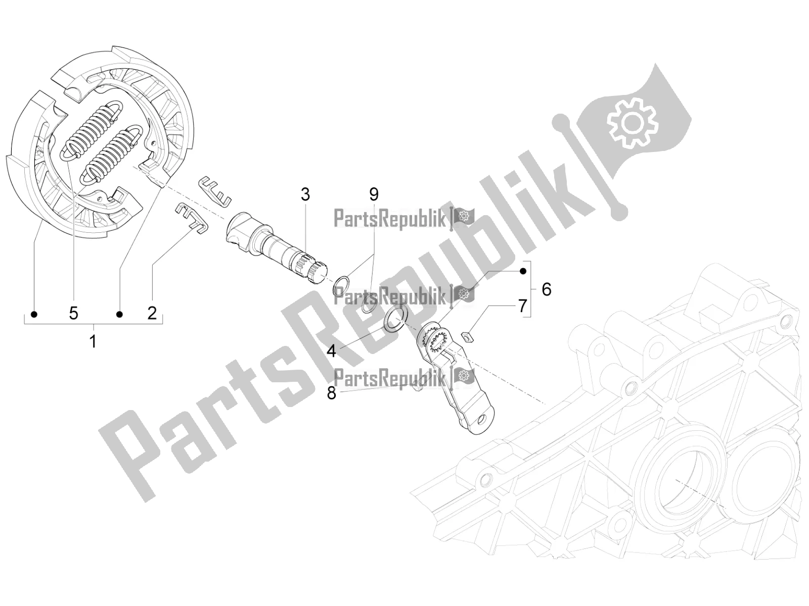 Alle onderdelen voor de Achterrem - Remklauw van de Vespa Primavera 50 4T 3V 30 MPH USA 2019