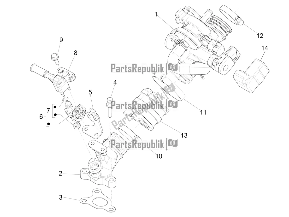 Todas as partes de Throttle Body - Injector - Induction Joint do Vespa Primavera 50 4T 3V 30 MPH USA 2019