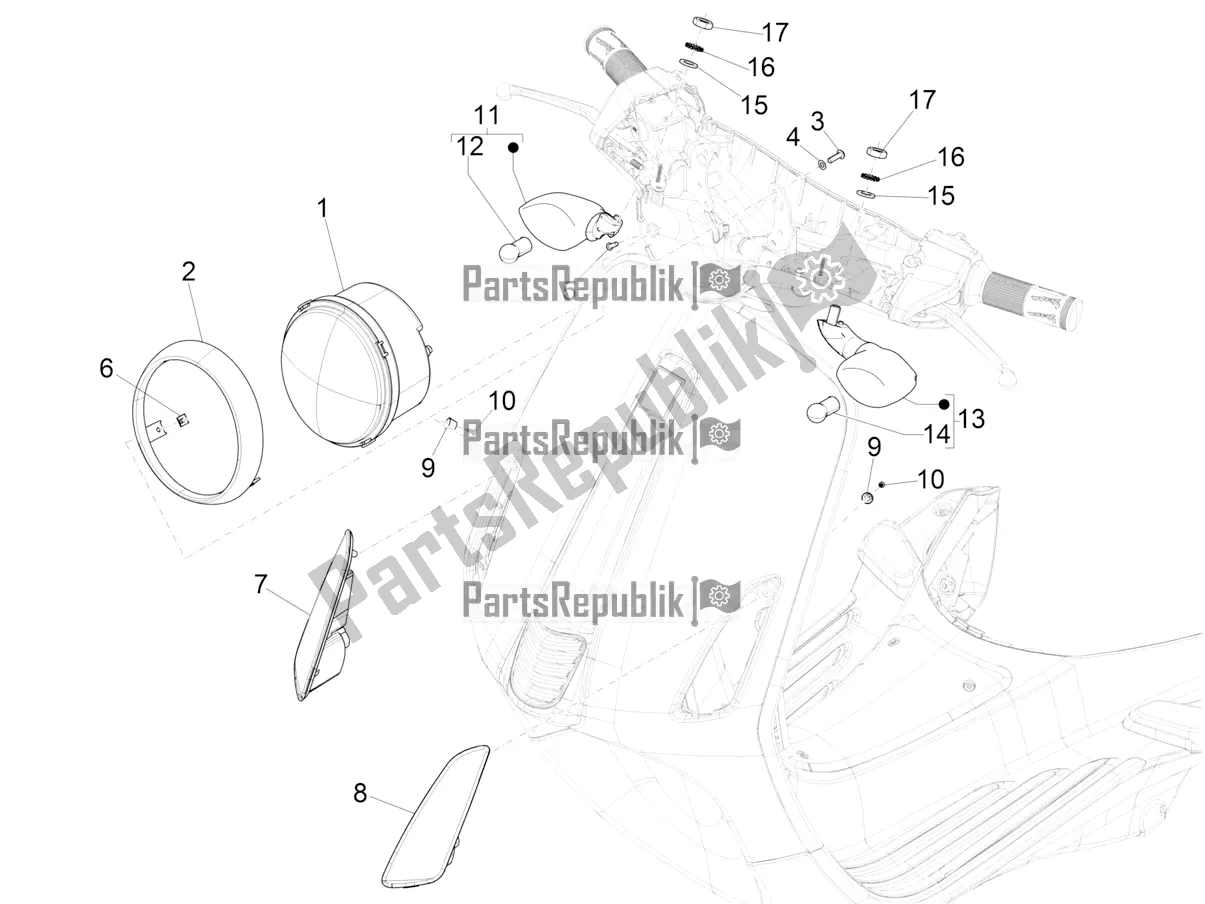 Tutte le parti per il Fari Anteriori - Indicatori Di Direzione del Vespa Primavera 50 4T 3V 30 MPH USA 2020