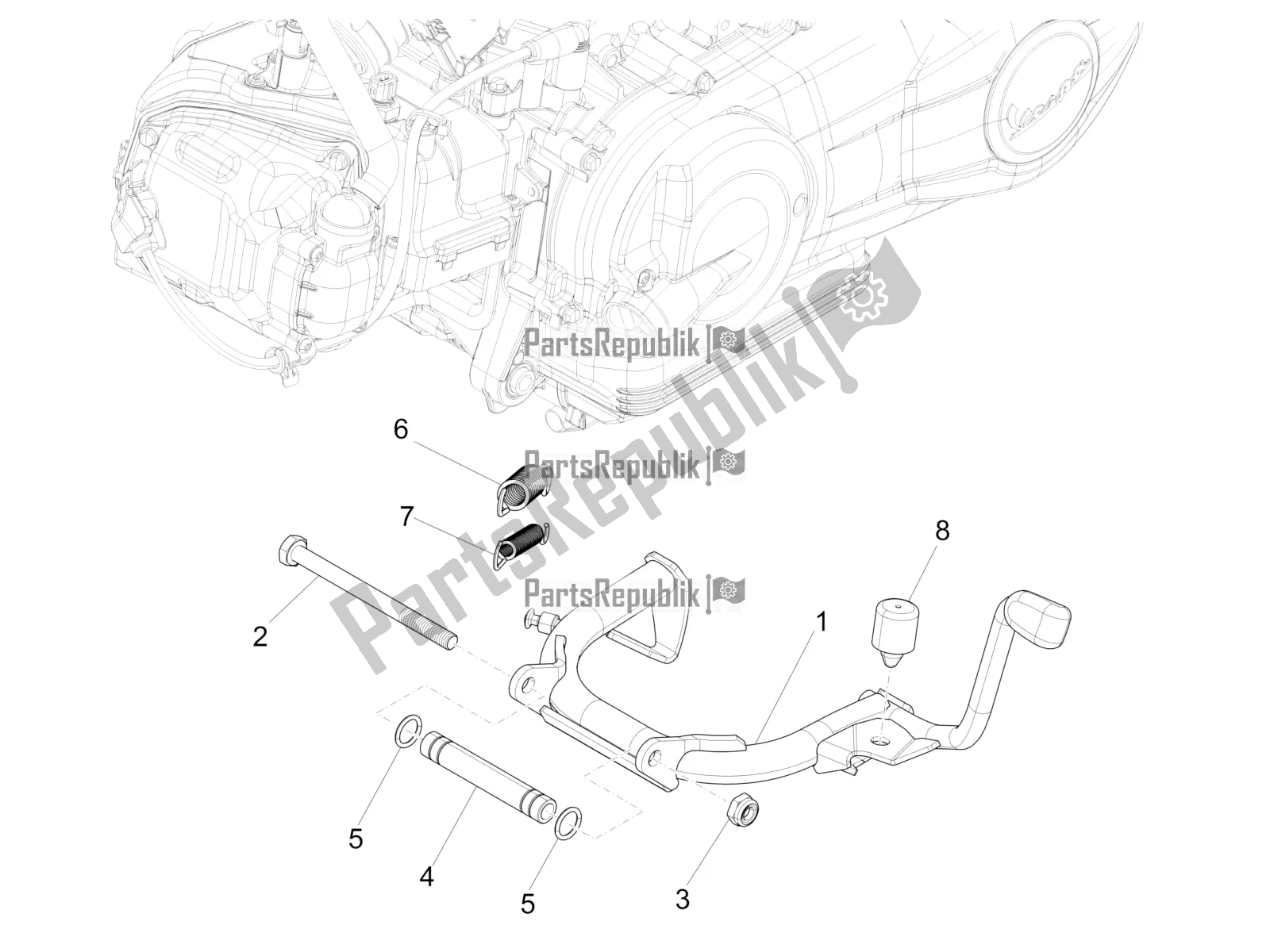 Todas las partes para Soporte / S de Vespa Primavera 50 4T 3V 30 MPH USA 2020