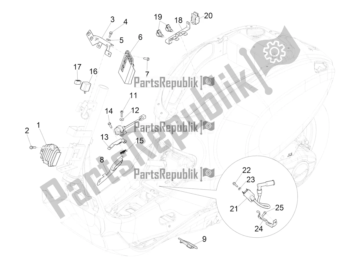 Todas as partes de Reguladores De Tensão - Unidades De Controle Eletrônico (ecu) - H. T. Bobina do Vespa Primavera 50 4T 3V 30 MPH USA 2020