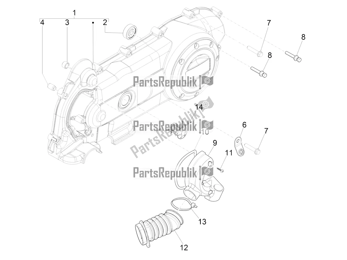 Todas las partes para Tapa Del Cárter - Enfriamiento Del Cárter de Vespa Primavera 50 4T 3V 30 MPH USA 2021