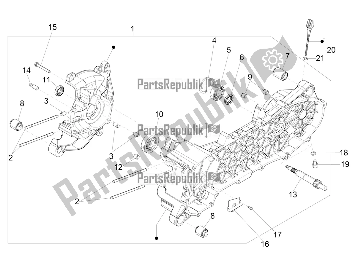 Toutes les pièces pour le Carter du Vespa Primavera 50 4T 3V 30 MPH USA 2021