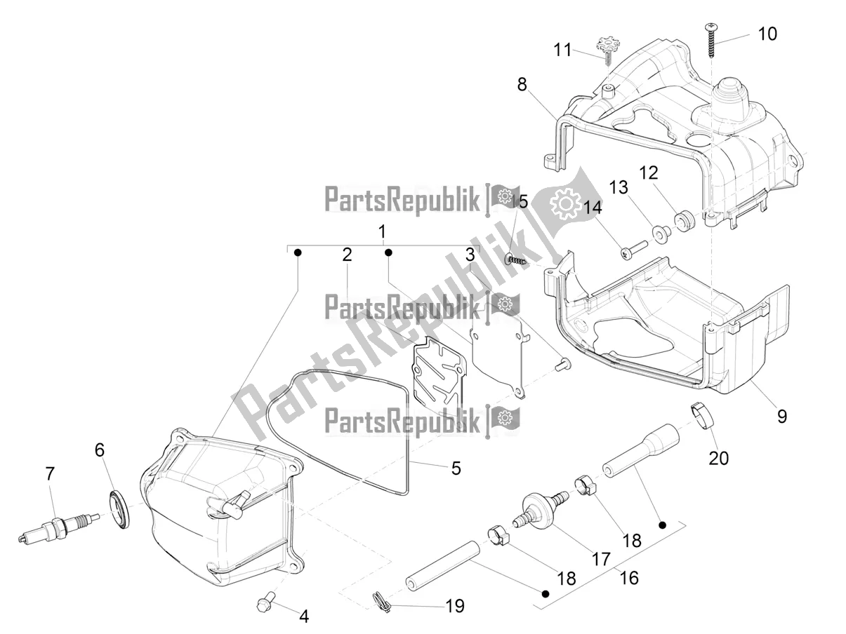 Toutes les pièces pour le Le Couvre-culasse du Vespa Primavera 50 4T 3V 30 MPH USA 2021