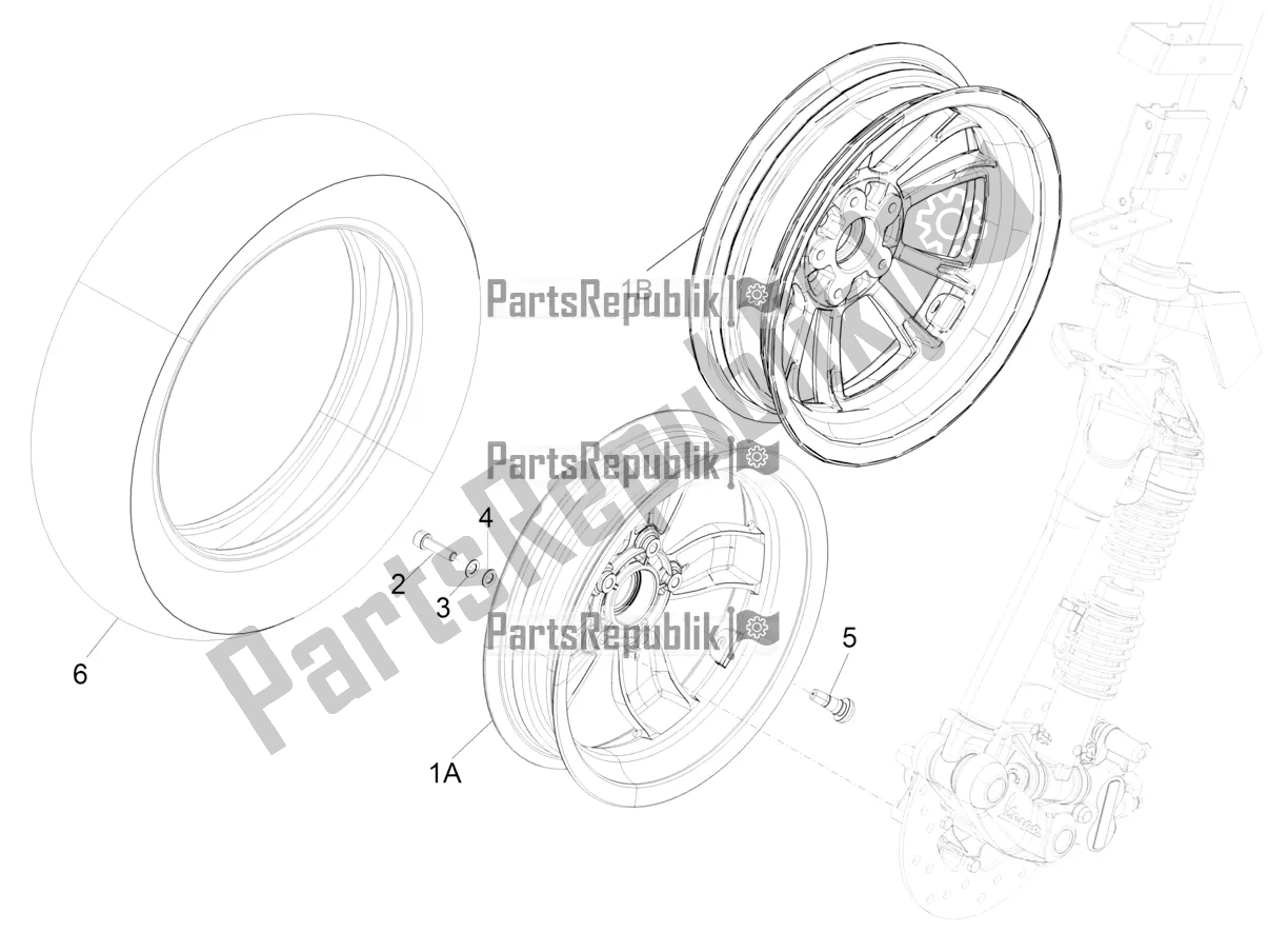 Tutte le parti per il Ruota Anteriore del Vespa Primavera 50 4T 3V 30 MPH USA 2021
