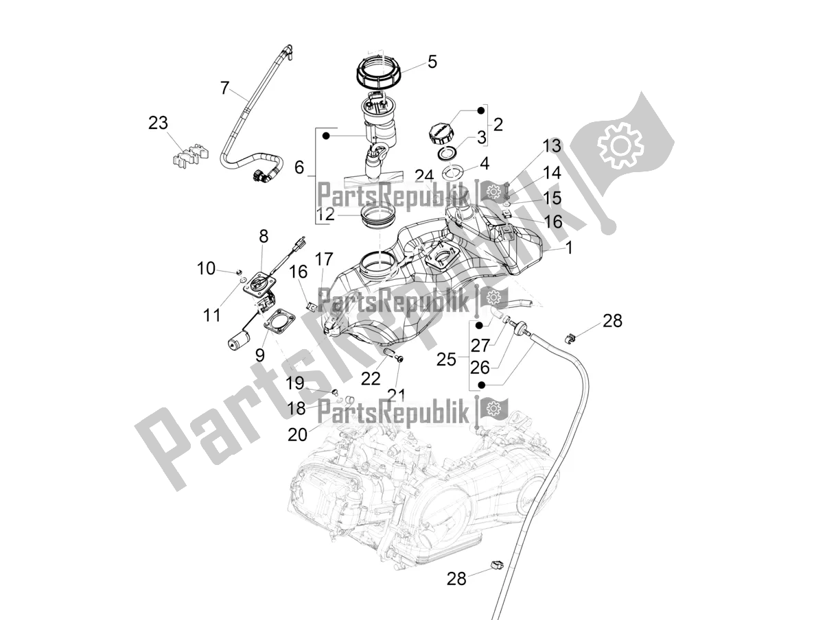 Toutes les pièces pour le Réservoir D'essence du Vespa Primavera 50 4T 3V 30 MPH USA 2021