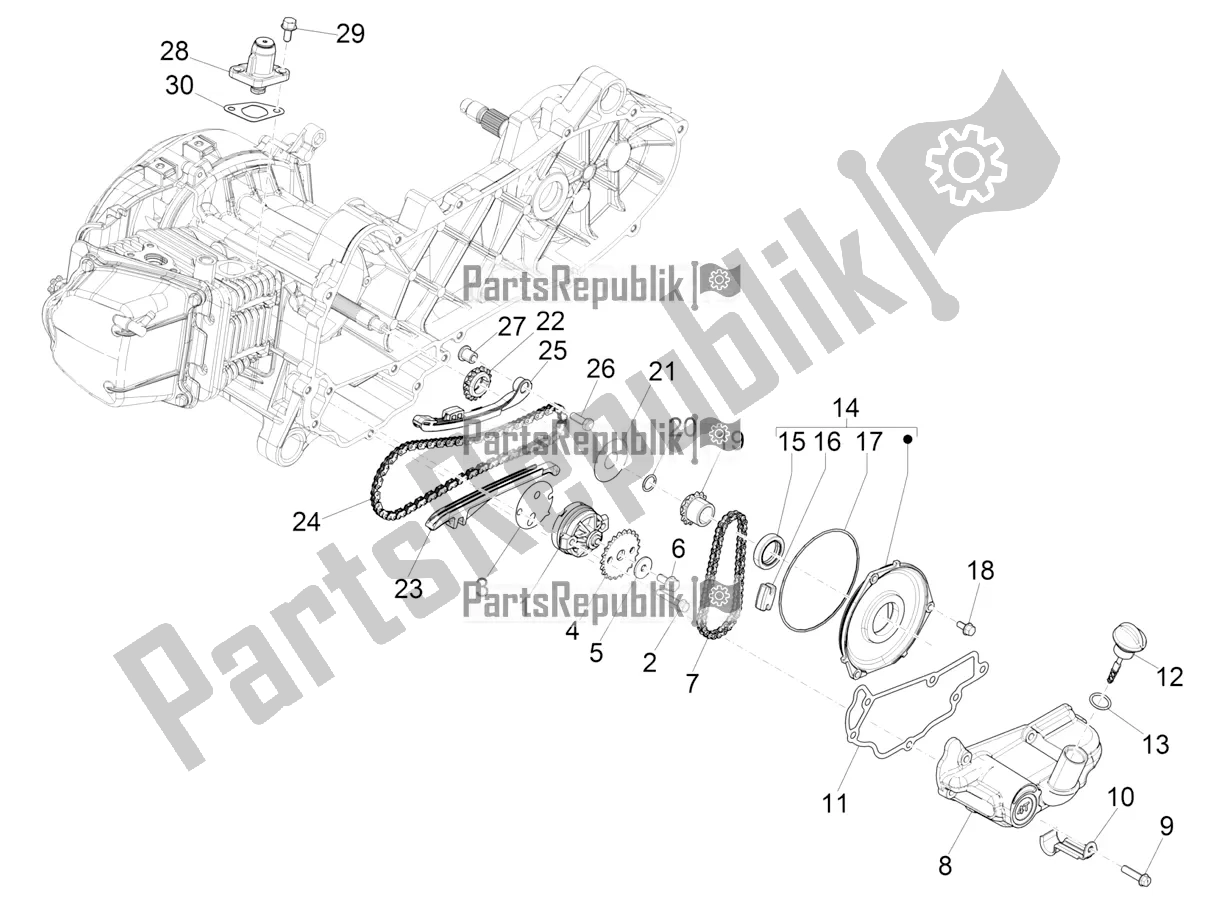 Toutes les pièces pour le La Pompe à Huile du Vespa Primavera 50 4T 3V 30 MPH USA 2021