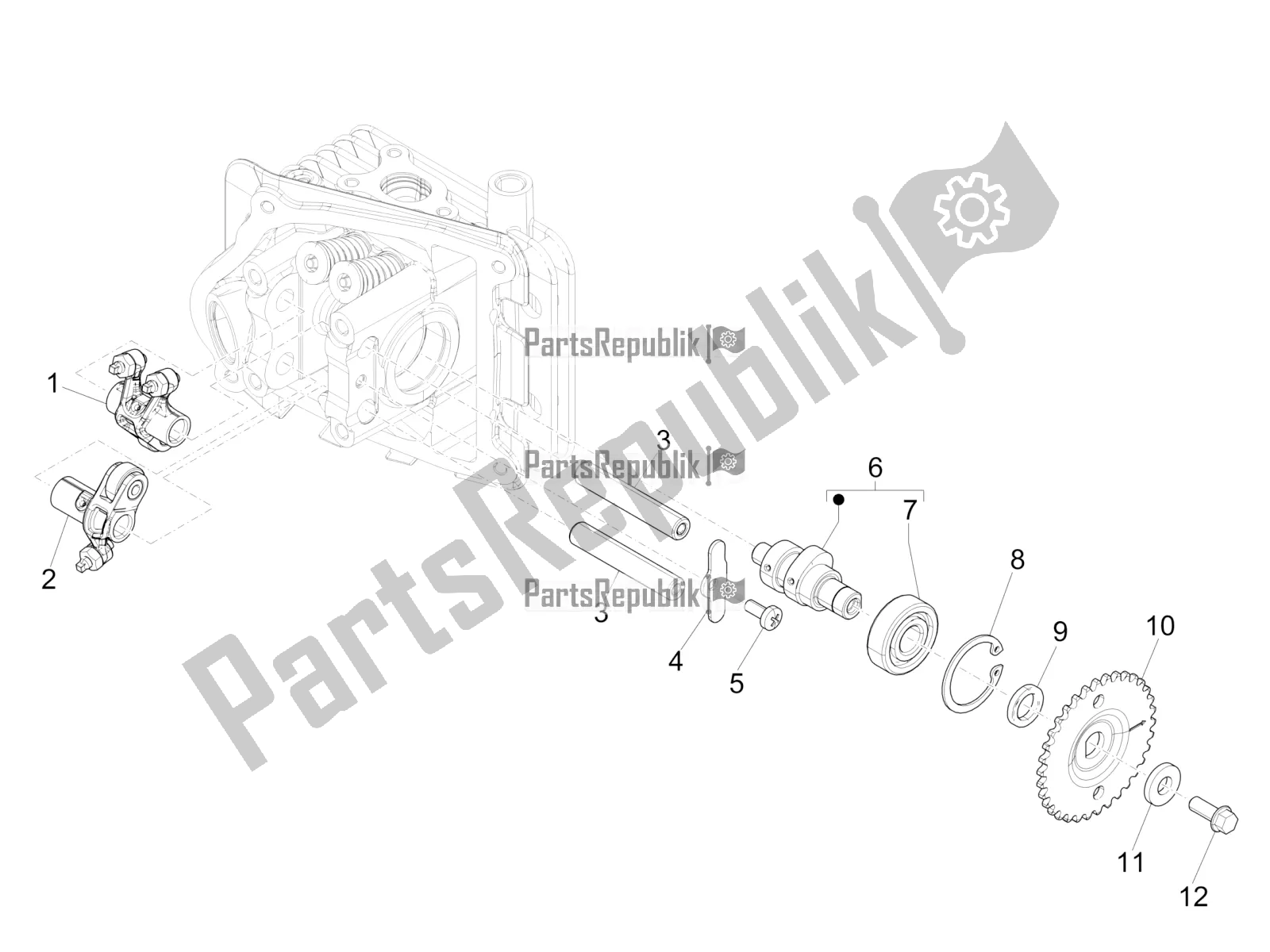 Toutes les pièces pour le Leviers à Bascule Support Unité du Vespa Primavera 50 4T 3V 30 MPH USA 2021