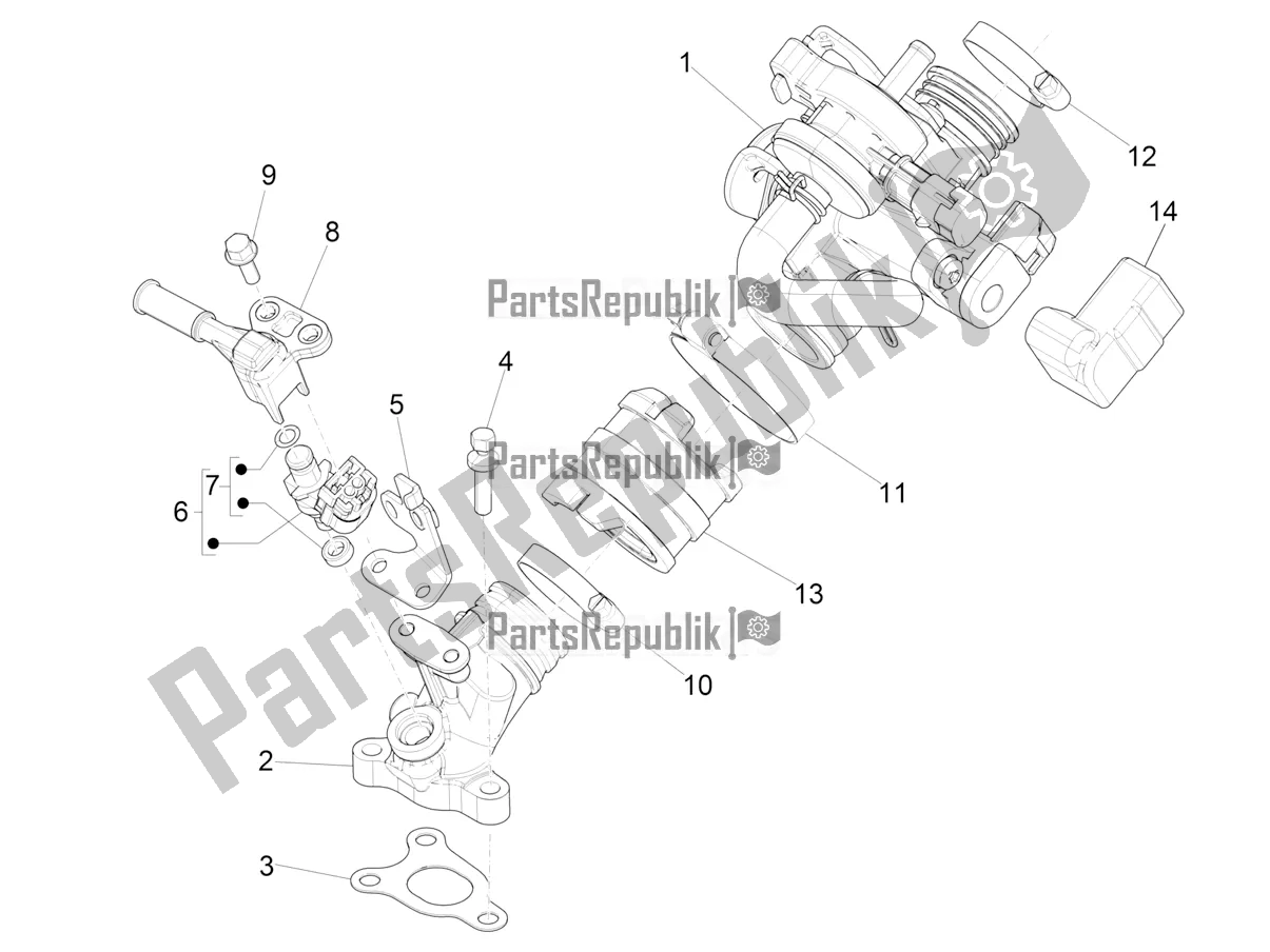 Alle onderdelen voor de Throttle Body - Injector - Induction Joint van de Vespa Primavera 50 4T 3V 30 MPH USA 2021