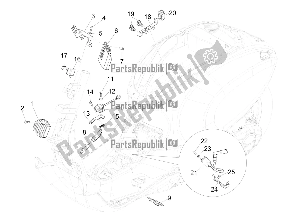 All parts for the Voltage Regulators - Electronic Control Units (ecu) - H. T. Coil of the Vespa Primavera 50 4T 3V 30 MPH USA 2021