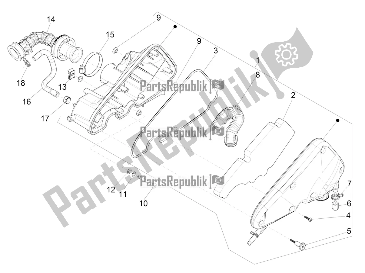 Tutte le parti per il Filtro Dell'aria del Vespa Primavera 50 4T 3V 30 MPH USA 2022