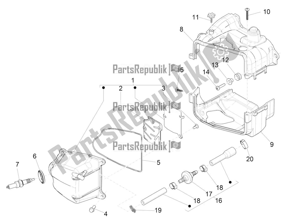 Tutte le parti per il Coperchio Della Testata del Vespa Primavera 50 4T 3V 30 MPH USA 2022