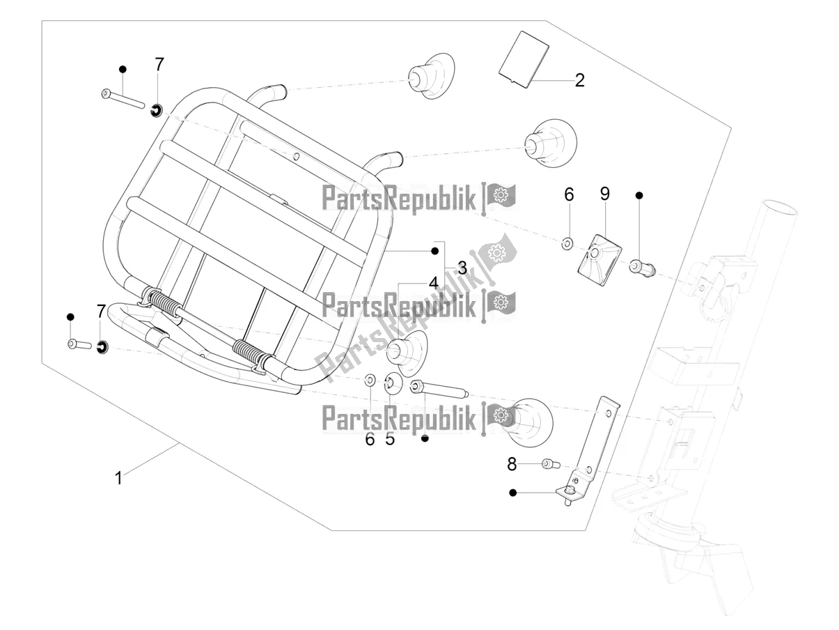 Todas as partes de Bagageiro Dianteiro do Vespa Primavera 50 4T 3V 30 MPH USA 2022