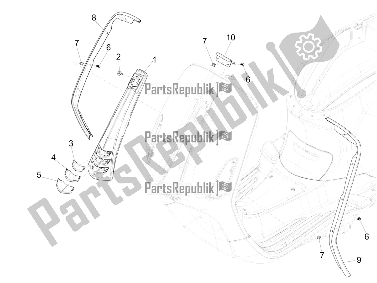 Todas as partes de Escudo Frontal do Vespa Primavera 50 4T 3V 30 MPH USA 2022