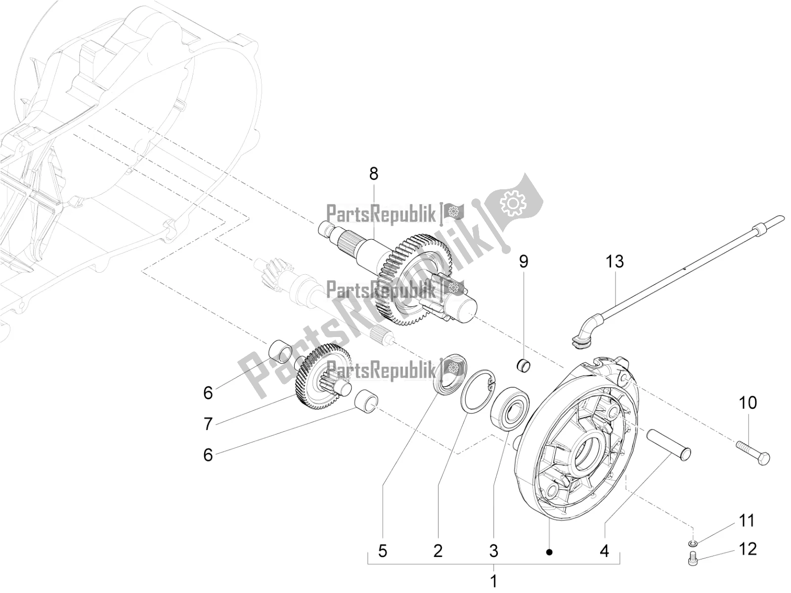 Tutte le parti per il Unità Di Riduzione del Vespa Primavera 50 4T 3V 30 MPH USA 2022