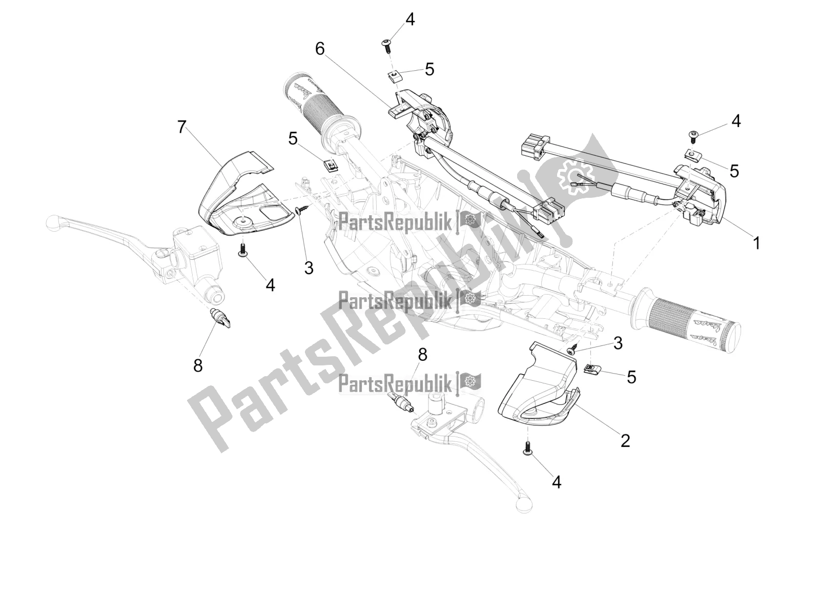 All parts for the Selectors - Switches - Buttons of the Vespa Primavera 50 4T 3V 30 MPH USA 2022
