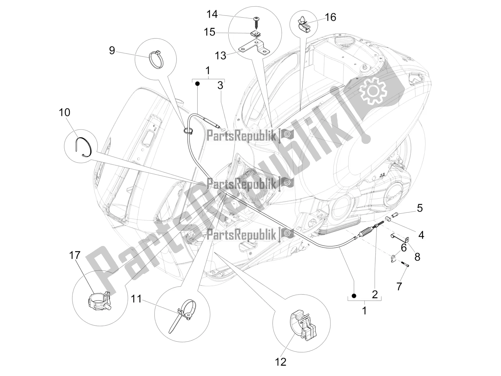 Wszystkie części do Transmisje Vespa Primavera 50 4T 3V 30 MPH USA 2022