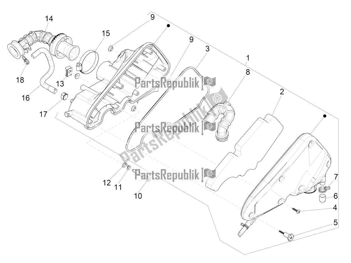 Toutes les pièces pour le Filtre à Air du Vespa Primavera 50 4T 3V 2017