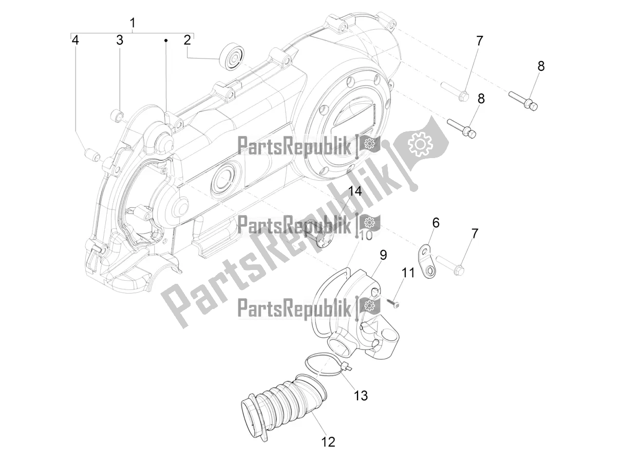 Toutes les pièces pour le Couvercle De Carter - Refroidissement Du Carter du Vespa Primavera 50 4T 3V 2017