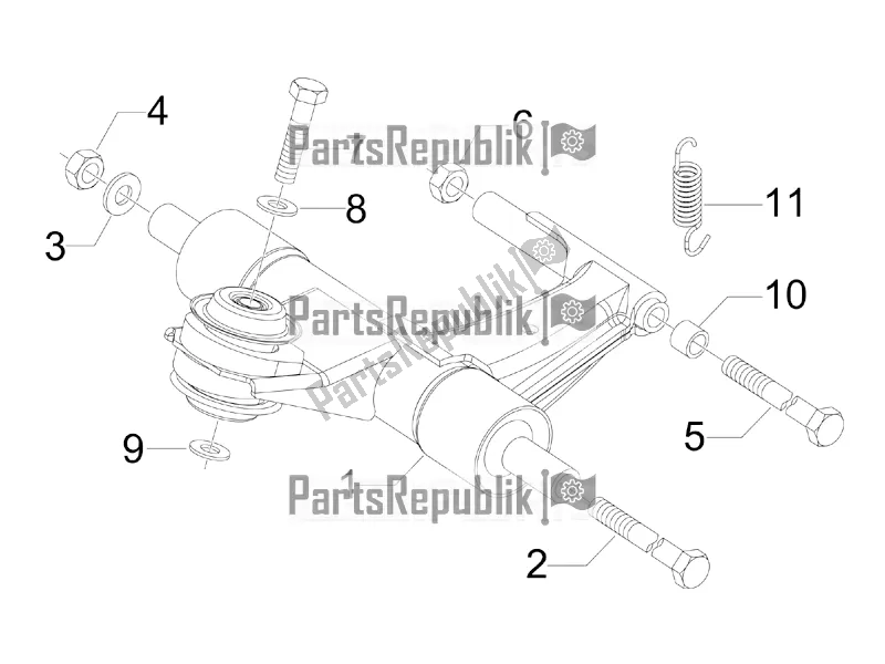 Toutes les pièces pour le Bras Oscillant du Vespa Primavera 50 4T 3V 2017