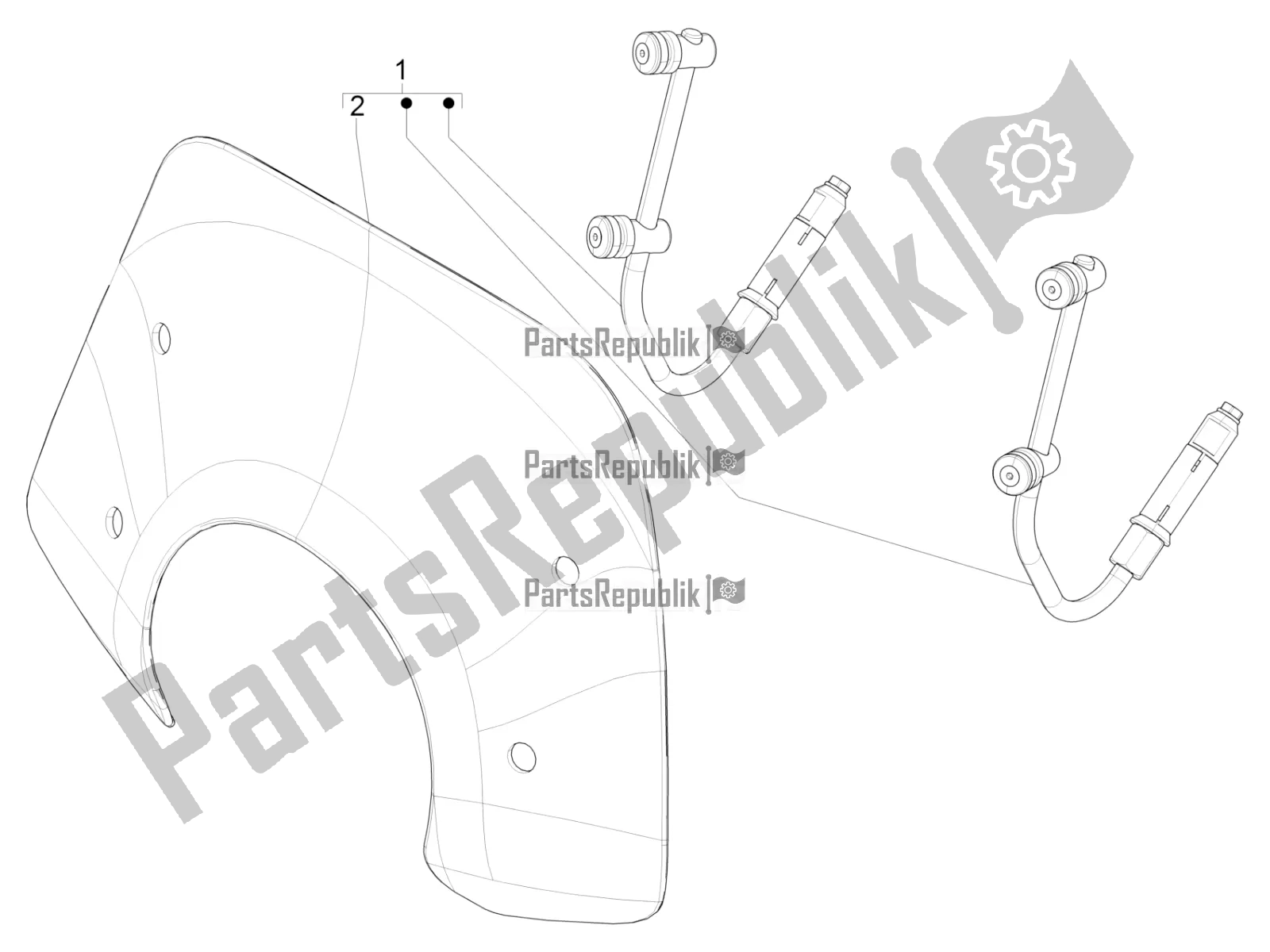 Toutes les pièces pour le Pare-brise - Verre du Vespa Primavera 50 4T 3V 2017