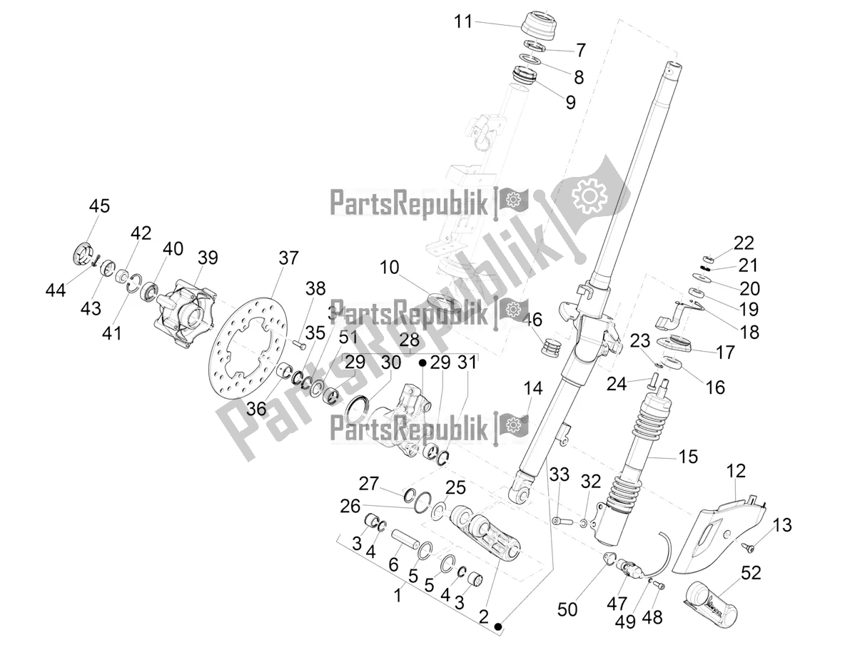 Todas las partes para Horquilla / Tubo De Dirección - Unidad De Rodamiento De Dirección de Vespa Primavera 50 4T 3V 2018